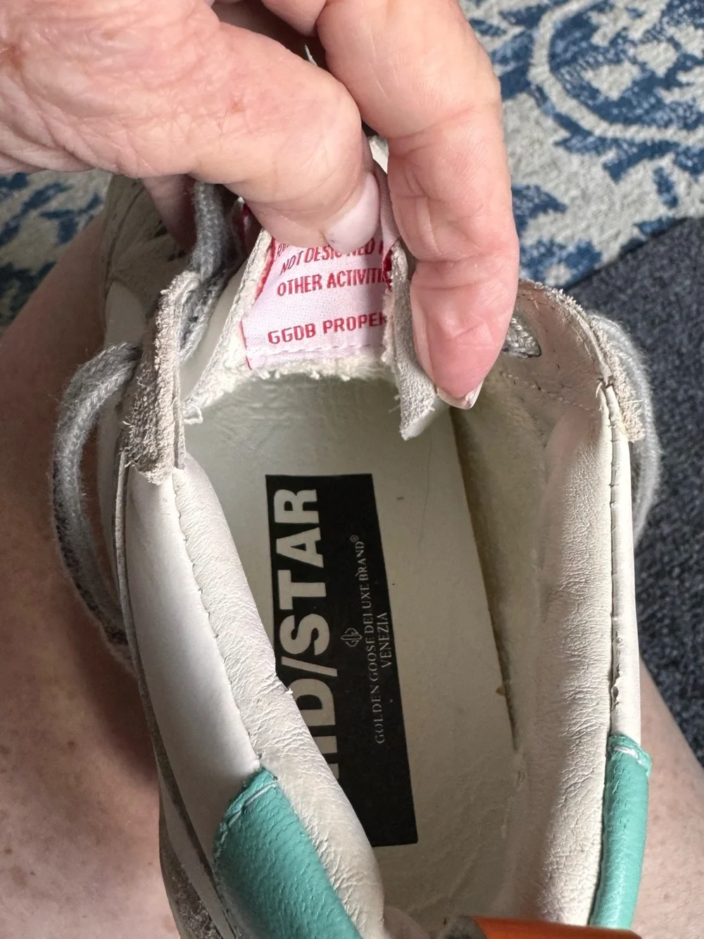Golden Goose Mid Star High Top Sneakers White Silver Glitter EU 38 Distressed - Picture 10 of 10